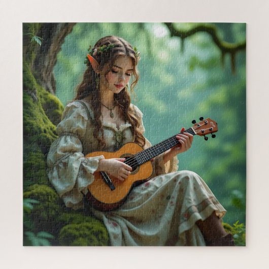 Puzzle Fée Elfe Enchantée Jouant du Ukulele (Vertical)