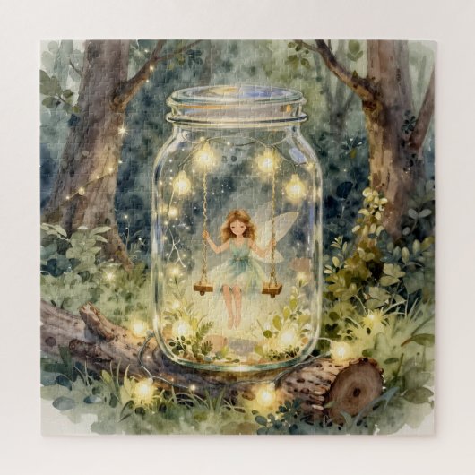 Puzzle Fée enchantée dans un pot dans une forêt magique (Vertical)