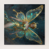 Puzzle Fée enchantée en or et turquoise (Horizontal)