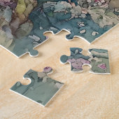 Puzzle Fée enchantée en rose entourée de fleurs (Côté)