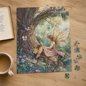 Puzzle Fée enchantée en rose entourée de fleurs