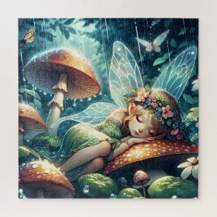Puzzle Fée éthérée dormant sur un champignon