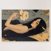 Puzzle Fée gothique avec ailes blanches et rose (Horizontal)