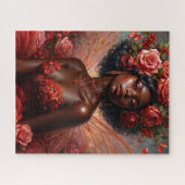 Puzzle Fée Rose à Peau Foncée en Rouge (Horizontal)