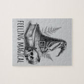 Puzzle Feeling Magical Witches Spell Book and Skull (Horizontal)