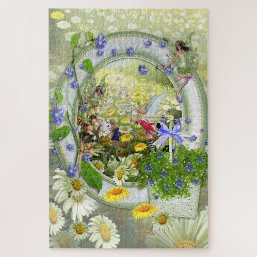 Puzzle Fées de printemps et marguerites (Vertical)