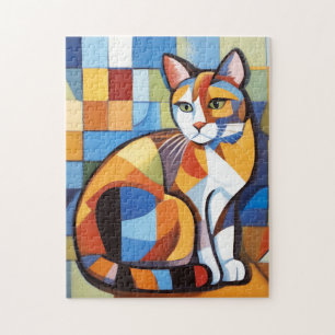 Puzzle Feline Abstraite Beauté Calico Cat Cubist