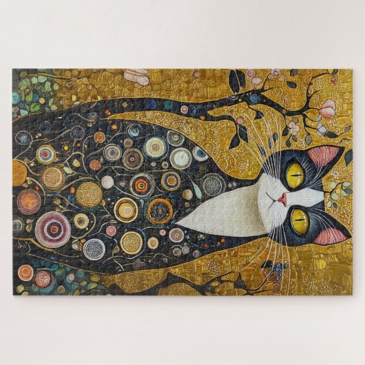 Puzzle Feline céleste en or (Horizontal)
