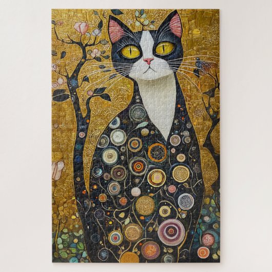 Puzzle Feline céleste en or (Vertical)