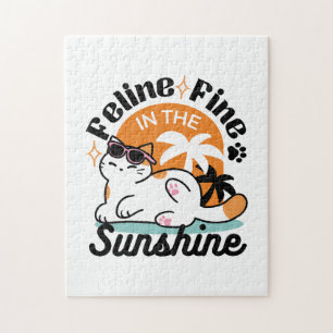 Puzzle Feline fin au soleil - Chat Tropical relaxé