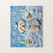 Puzzle Felt Dog dans la scène hivernale neige (Vertical)