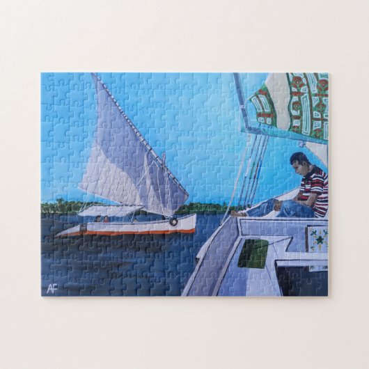 Puzzle Feluccas sur le Nil Peinture par Alfred Fox (Horizontal)