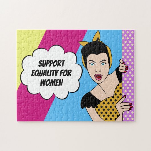 Puzzle Feminist Pop Art Support Equality for Women Retro (Horizontal)