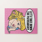 Puzzle Feminist Retro Pop Art Pink Anti Patriarchy Quote (Horizontal)