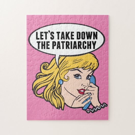 Puzzle Feminist Retro Pop Art Pink Anti Patriarchy Quote (Vertical)