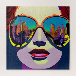 Puzzle Femme abstraite en lunettes de soleil avec reflet