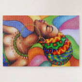 Puzzle Femme africaine avec cire tissu traditionnel (Horizontal)