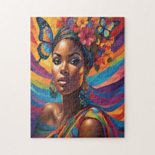 Puzzle Femme Afrocentrique et papillons