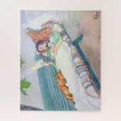Puzzle Femme allongée sur un banc par Carl Larsson (Vertical)