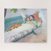 Puzzle Femme allongée sur un banc par Carl Larsson (Horizontal)