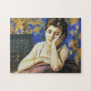 Puzzle Femme appuyée sur une chaise
