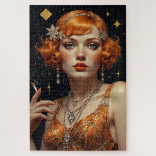 Puzzle Femme Art Déco en orange