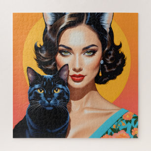 Puzzle Femme artistique avec chat