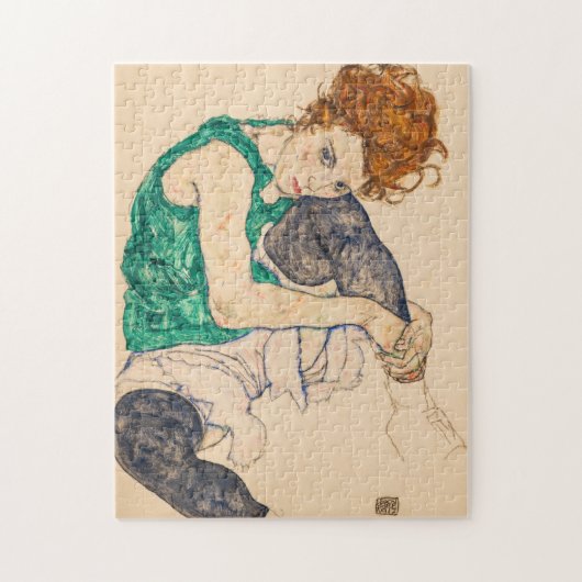 Puzzle Femme assise avec genou, 1917 par Egon Schiele (Vertical)