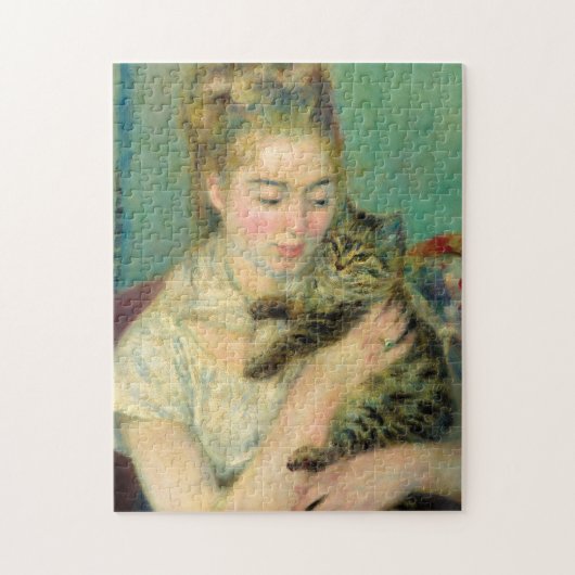 Puzzle Femme au chat, 1875 par Pierre-Auguste Renoir (Vertical)