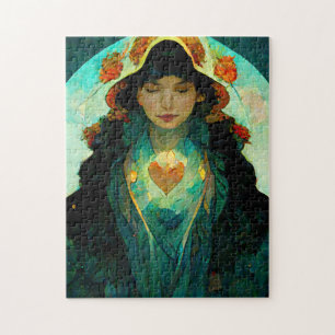 Puzzle Femme au coeur brillant Imaginaire Sci-Fi