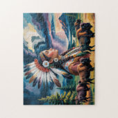 Puzzle Femme Autochtone Avec Bison (Vertical)