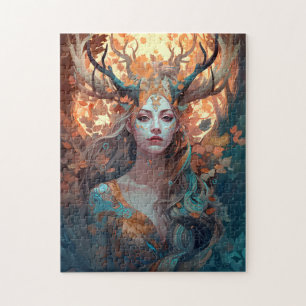 Puzzle Femme Avec Antlers Imaginaire Art