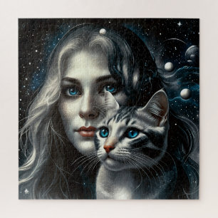 Puzzle Femme avec chat