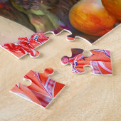 Puzzle Femme avec des fruits mélangés et décoration flora (Côté)