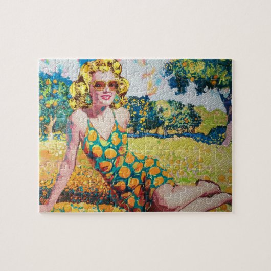Puzzle Femme blonde dans une Orange Grove (Horizontal)