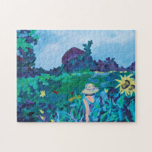 Puzzle Femme colorée dans les tournesols