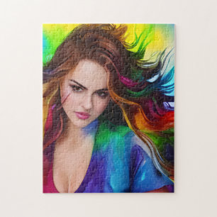 Puzzle Femme couleur aquarelle