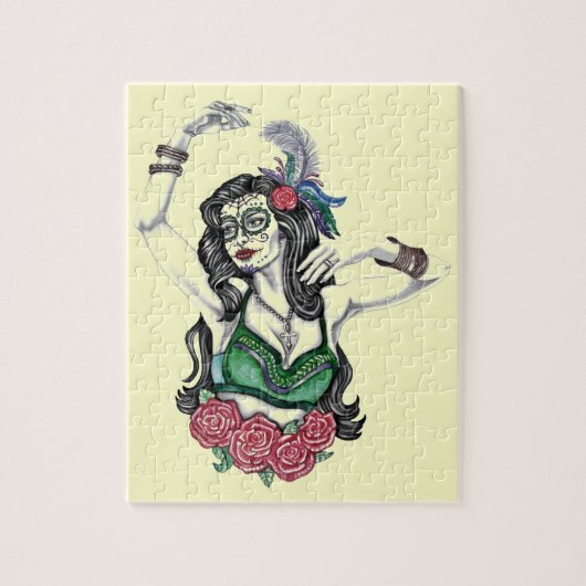 Puzzle Femme crânienne avec Rose (Vertical)