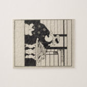 Puzzle Femme dans une librairie, conception pour "un (Horizontal)