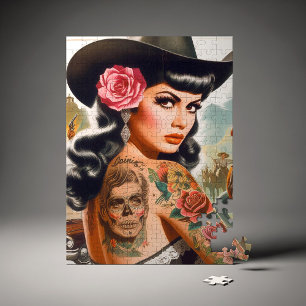 Puzzle Femme de campagne tatouée rétro