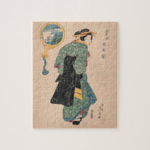 Puzzle Femme de kimono japonais antique Ukiyo-e gravure s