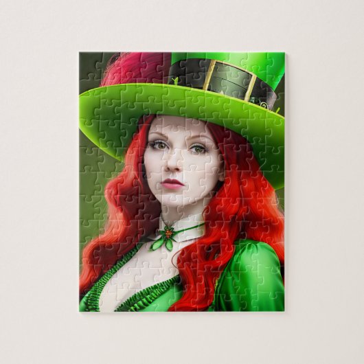 Puzzle Femme de la Saint-Patrick avec un haut-de-forme ve (Vertical)