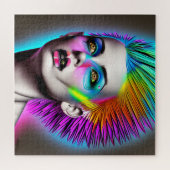 Puzzle Femme dystopique avec Rainbow Mohawk Ai Art (Horizontal)