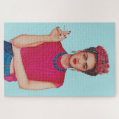 Puzzle Femme en bleu Jeans Peinture à l'huile (Horizontal)