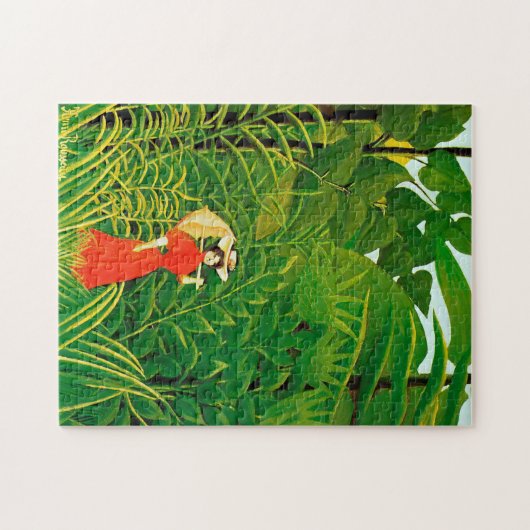Puzzle Femme en rouge dans la forêt par Henri Rousseau (Horizontal)