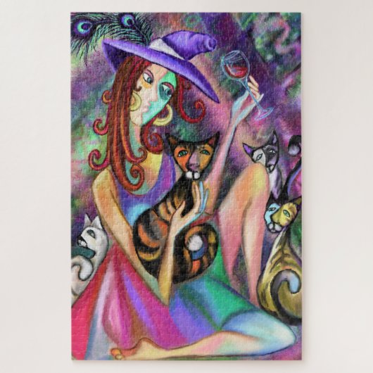 Puzzle Femme et chats (Vertical)