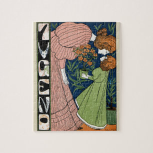Puzzle Femme et Fille Art Nouveau Robe Verte Vintage