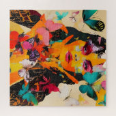 Puzzle Femme et papillons Médias mixtes (Horizontal)
