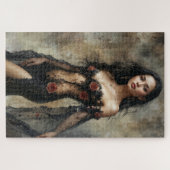 Puzzle Femme Exotique en Robe Noire Transparente (Horizontal)