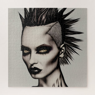 Puzzle Femme farouche avec Mohawk et Piercings Punk gothi
